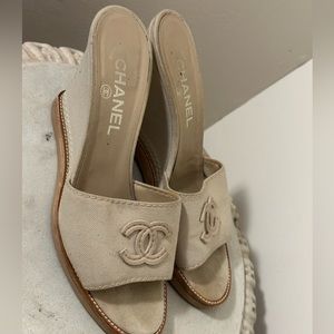 Chanel wedge slippers